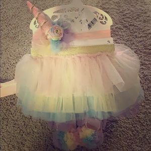Baby unicorn costume birthday outfit with headband
